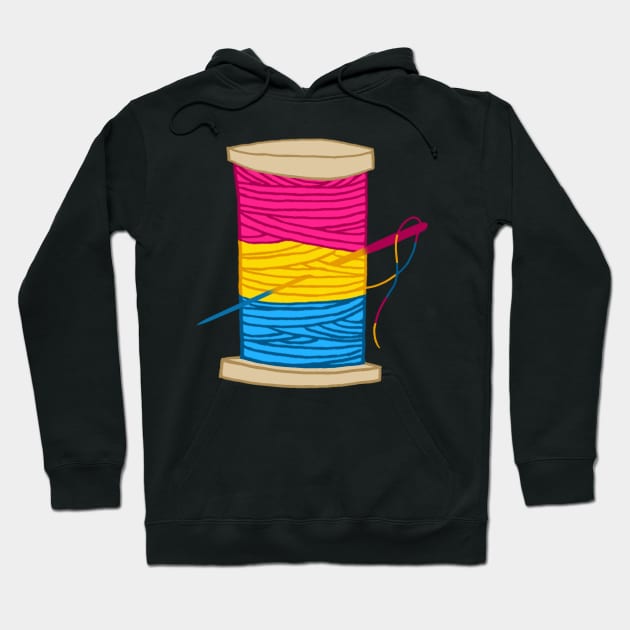 Thread Spool of Pansexual Pride Flag Japanese Ocean Wave Knitting Sewing Lady Hoodie by Mochabonk